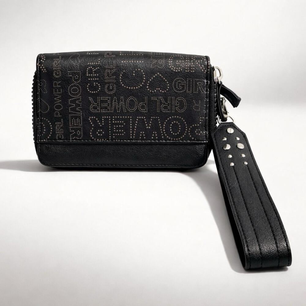 Girl Power Ladies Chunky Wrist Wallet No Boundaries Studded Strap Bag Accessory